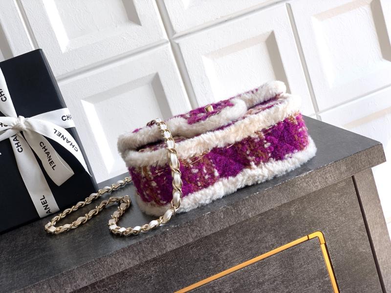 Small Chanel Tweed Flap Bag Pink A01116