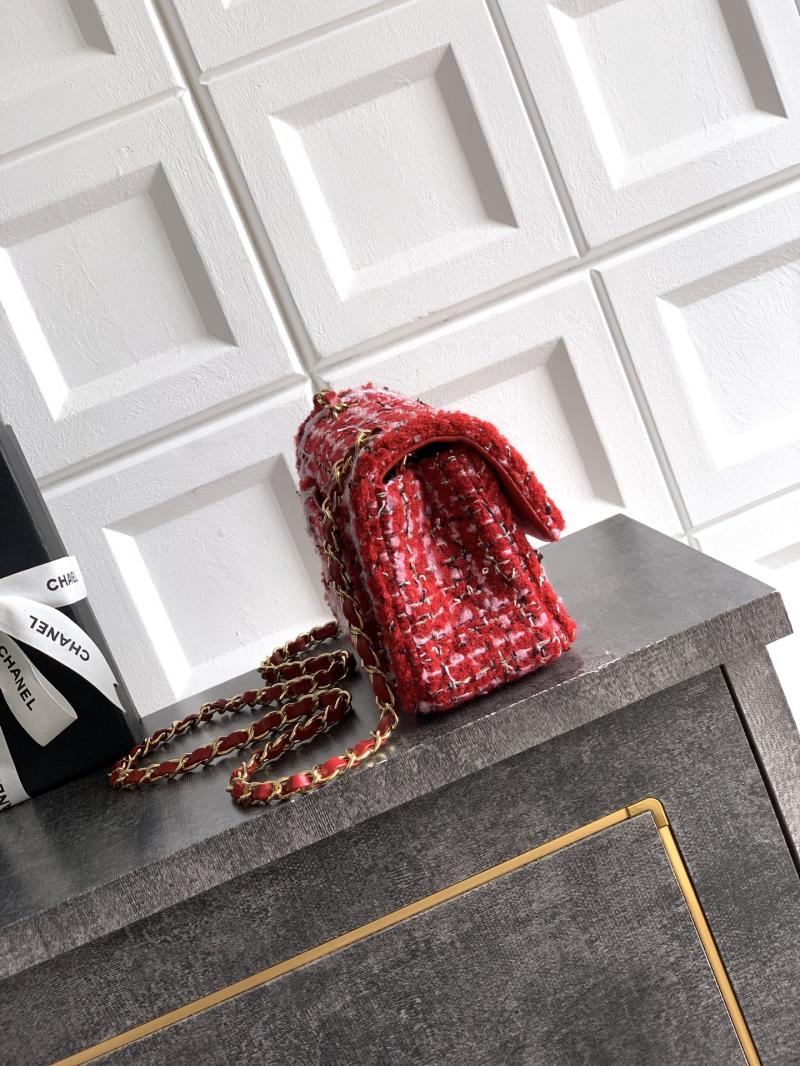 Small Chanel Tweed Flap Bag Red A01116