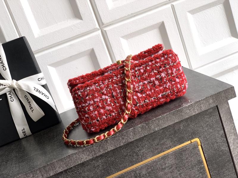 Small Chanel Tweed Flap Bag Red A01116