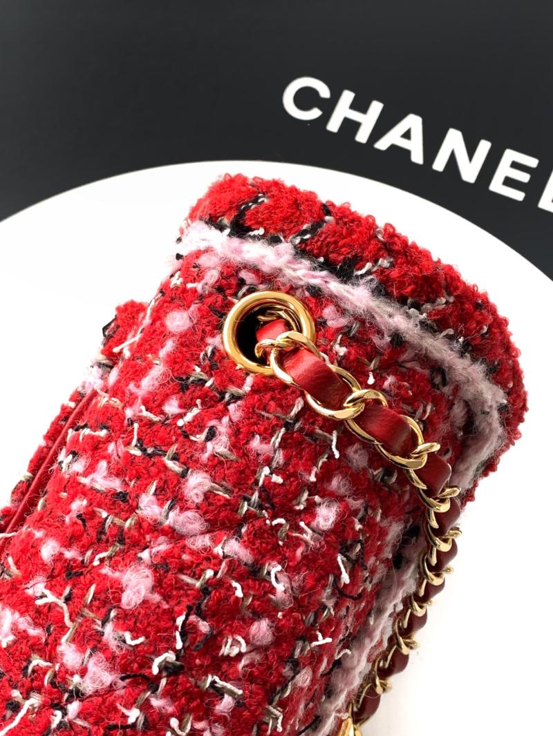 Small Chanel Tweed Flap Bag Red A01116