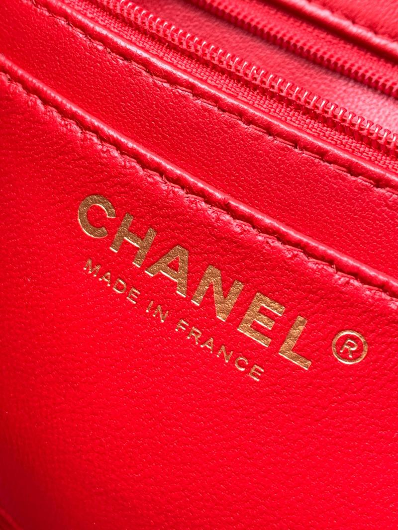 Small Chanel Tweed Flap Bag Red A01116