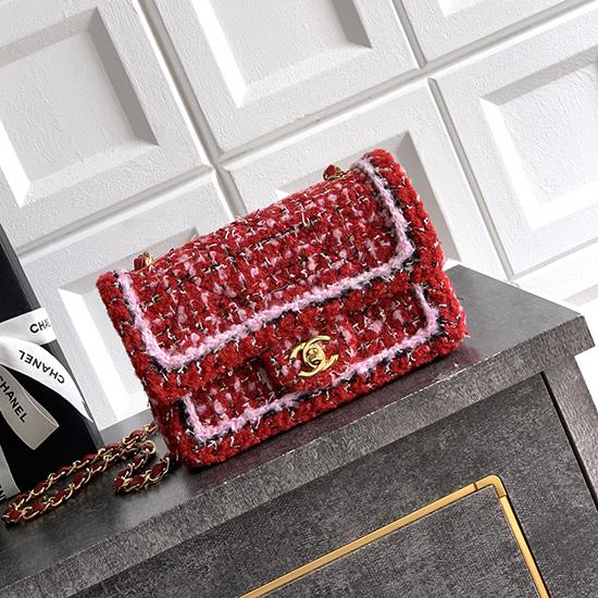 Small Chanel Tweed Flap Bag Red A01116 Small Chanel Tweed Flap Bag Red A01116