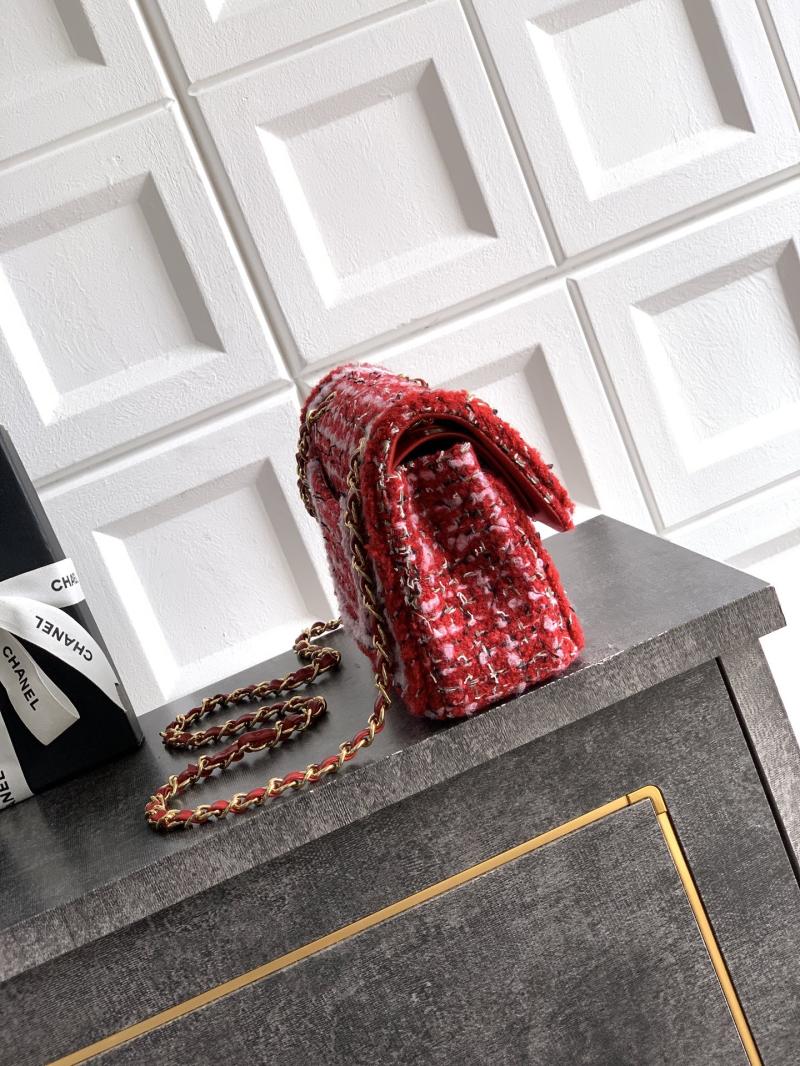 Small Chanel Tweed Flap Bag Red A01117