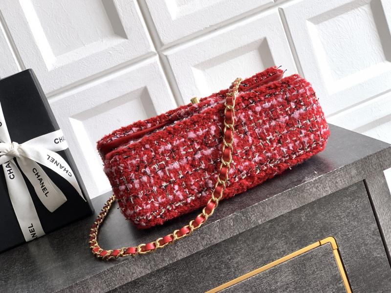 Small Chanel Tweed Flap Bag Red A01117