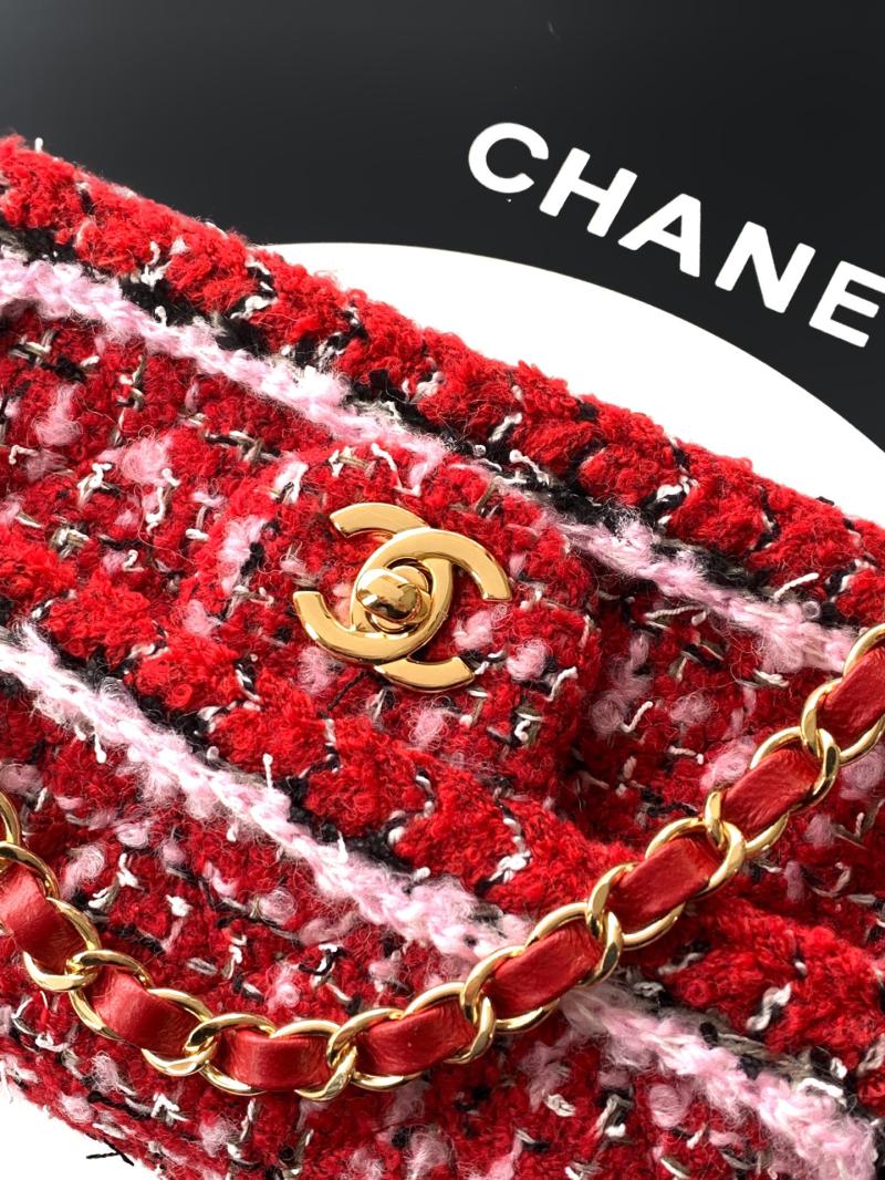 Small Chanel Tweed Flap Bag Red A01117