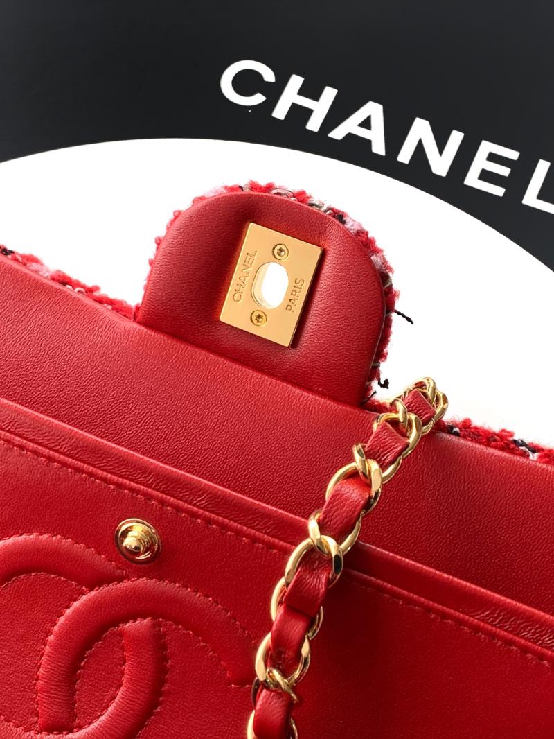 Small Chanel Tweed Flap Bag Red A01117