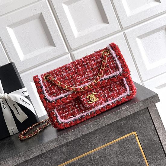 Small Chanel Tweed Flap Bag Red A01117 Small Chanel Tweed Flap Bag Red A01117