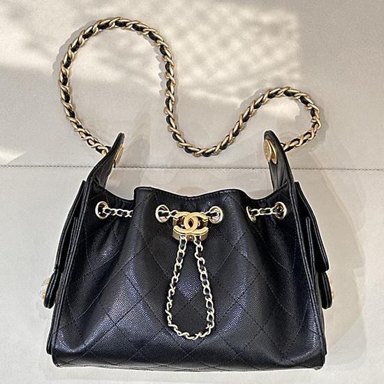 Chanel 25 Mini Handbag Black with Gold AS5631