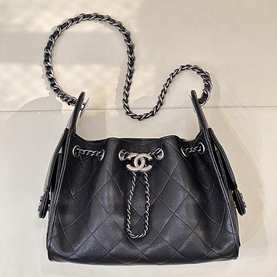 Chanel 25 Mini Handbag Black with Silver AS5631