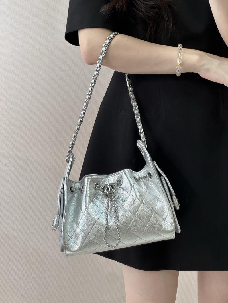 Chanel 25 Mini Handbag Silver AS5631