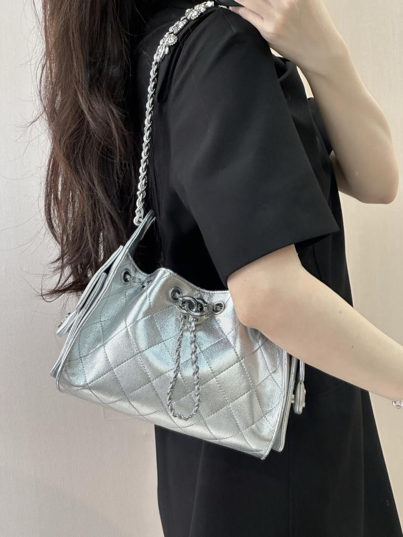 Chanel 25 Mini Handbag Silver AS5631