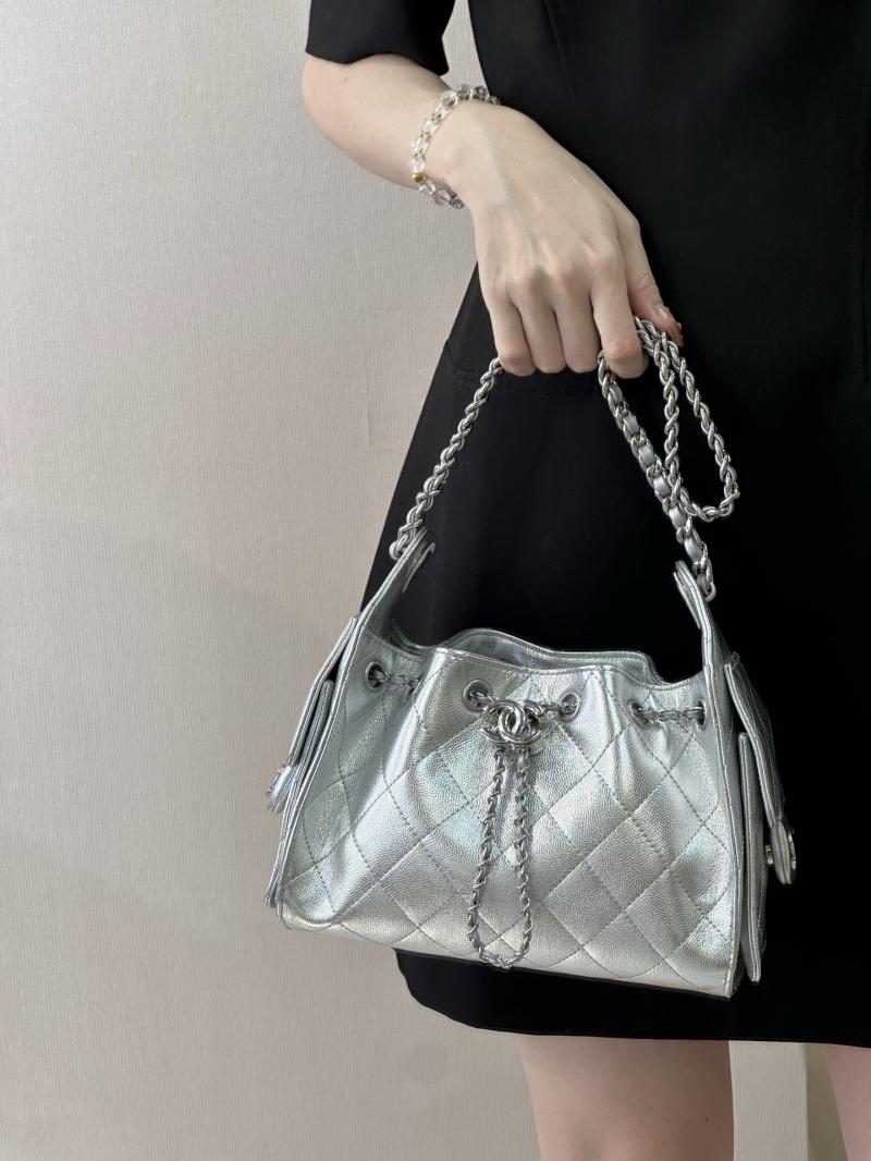 Chanel 25 Mini Handbag Silver AS5631