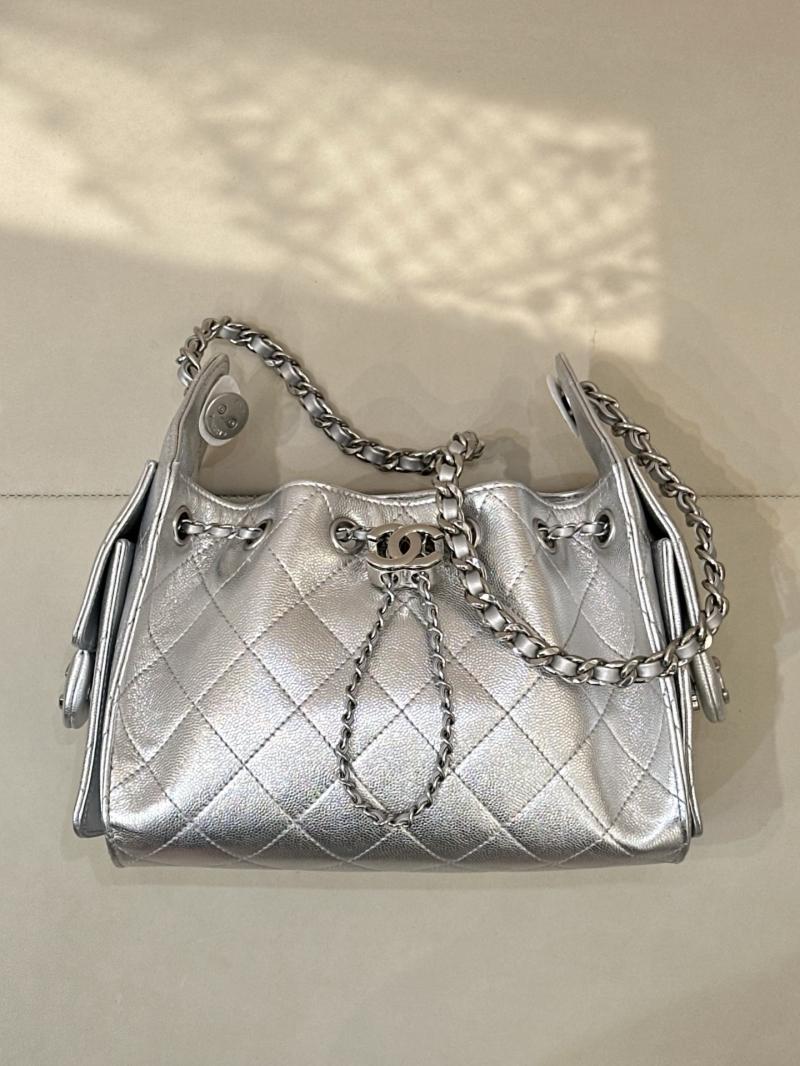 Chanel 25 Mini Handbag Silver AS5631