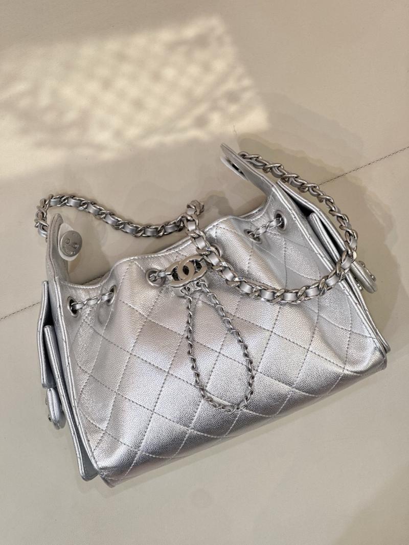 Chanel 25 Mini Handbag Silver AS5631
