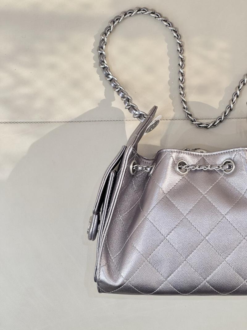Chanel 25 Mini Handbag Silver Grey AS5631