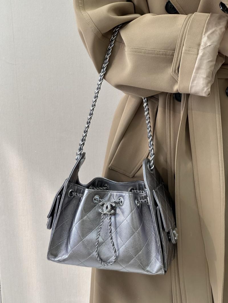 Chanel 25 Mini Handbag Silver Grey AS5631