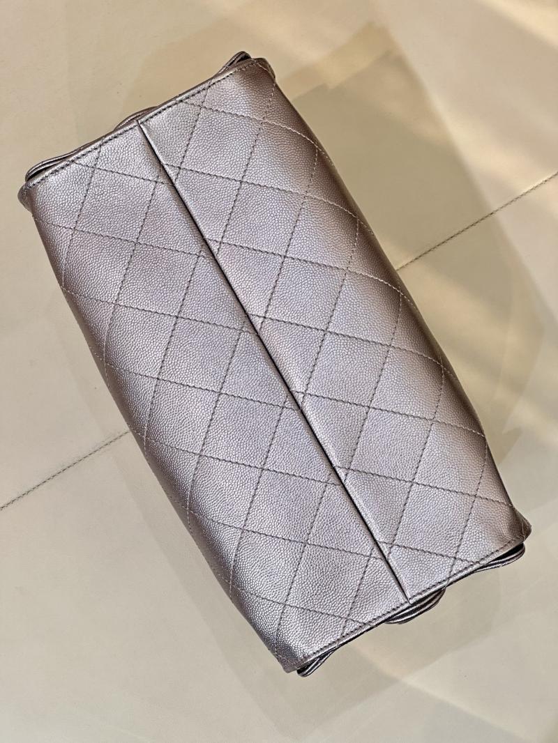Chanel 25 Small Handbag Silver Grey AS5293
