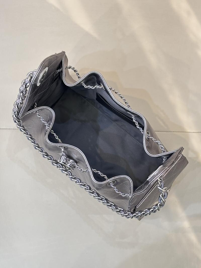 Chanel 25 Small Handbag Silver Grey AS5293
