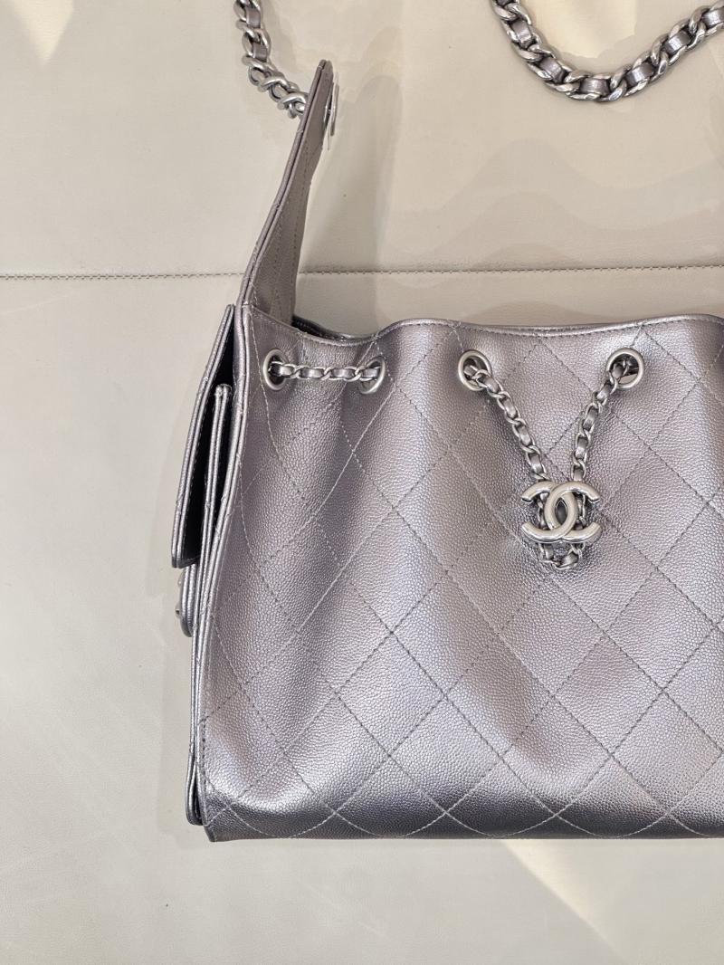 Chanel 25 Small Handbag Silver Grey AS5293