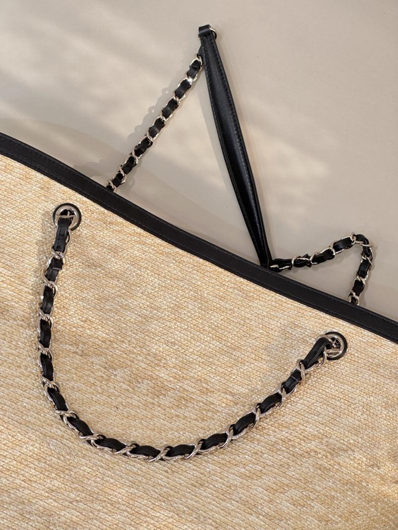 Chanel Braided Straw Large Tote Black AS5952