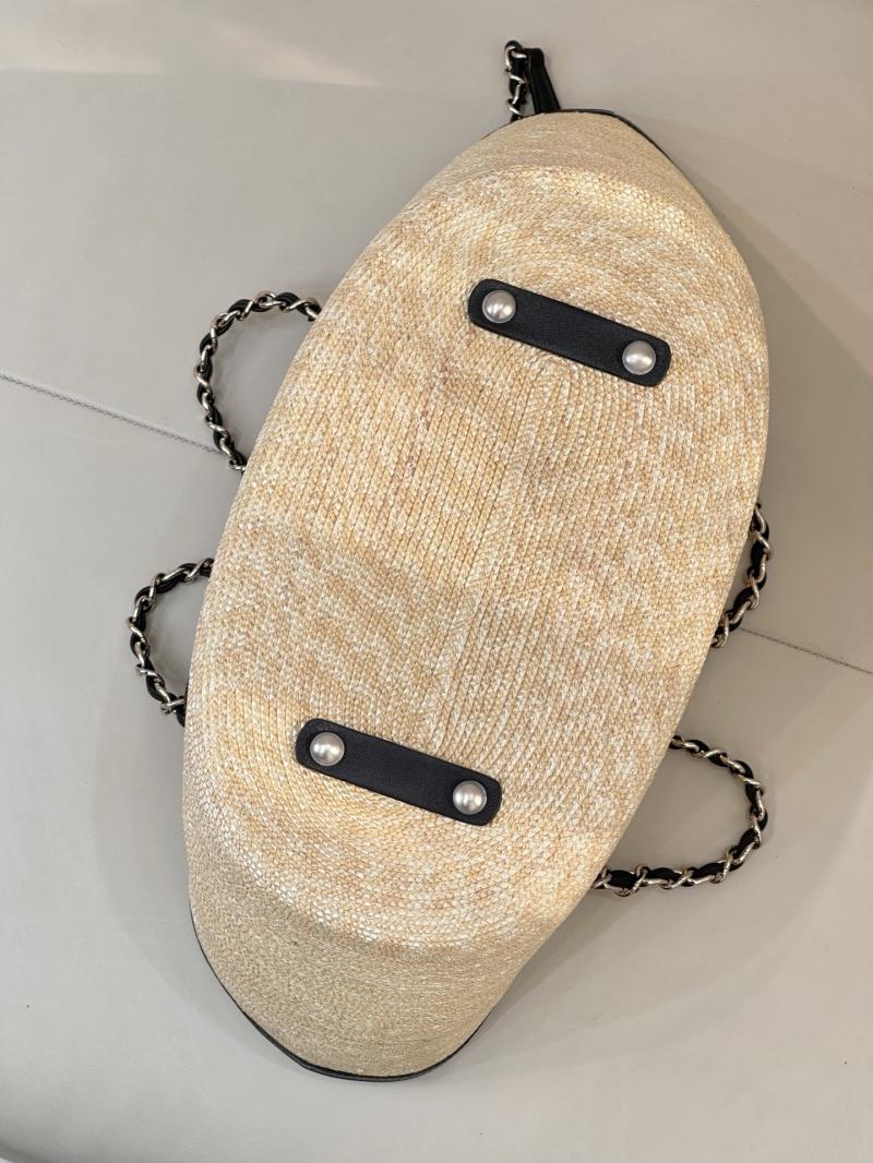 Chanel Braided Straw Large Tote Black AS5952