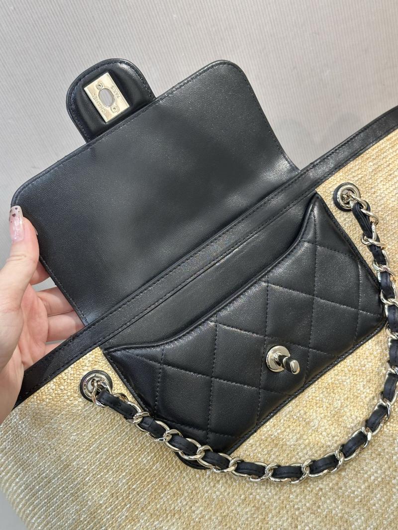 Chanel Braided Straw Large Tote Black AS5952