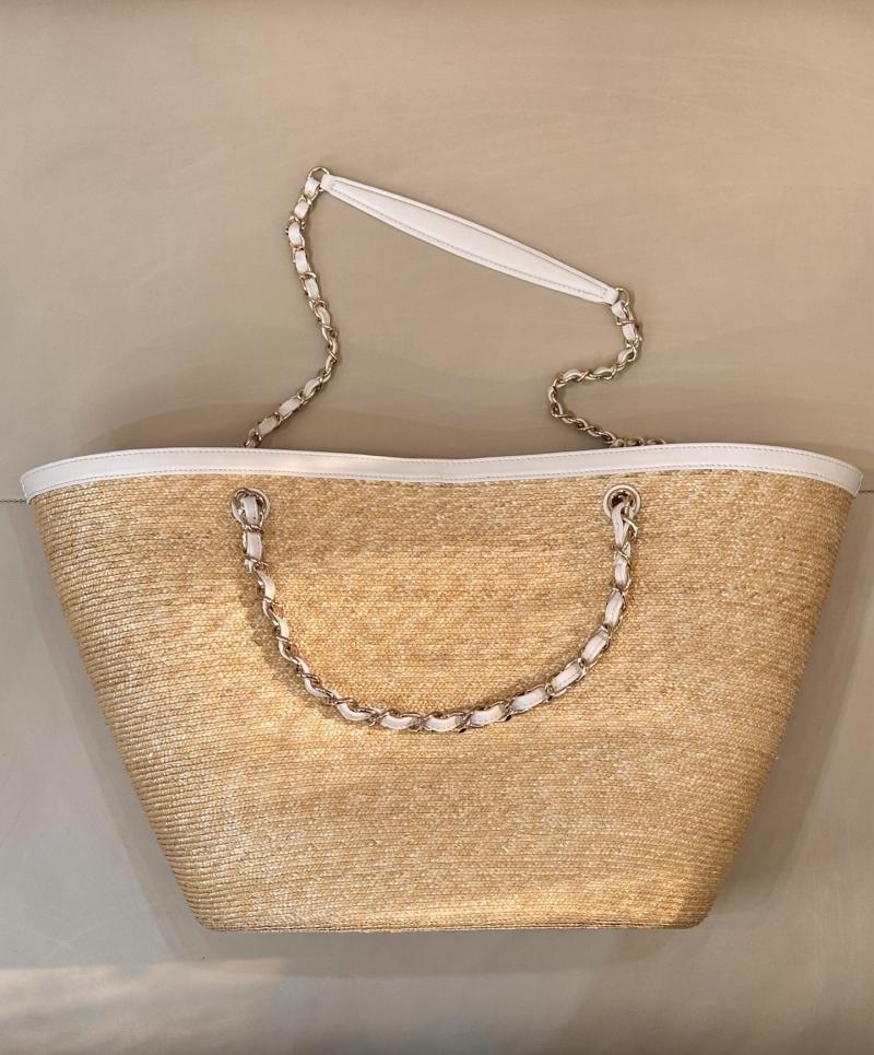 Chanel Braided Straw Large Tote White AS5952