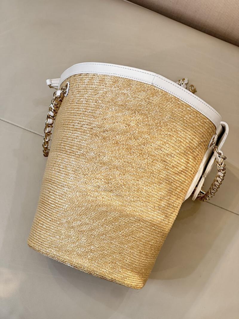 Chanel Braided Straw Large Tote White AS5952