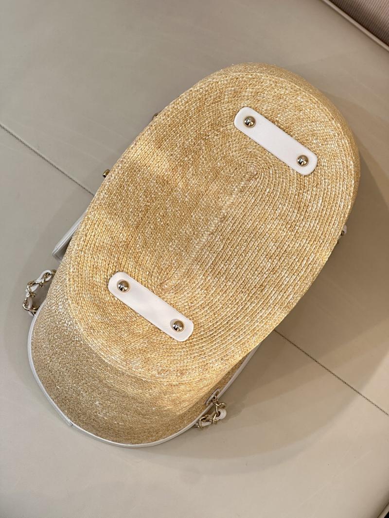 Chanel Braided Straw Large Tote White AS5952