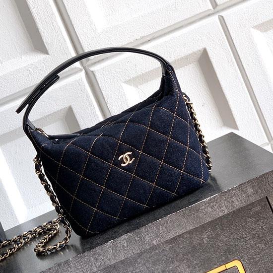 Chanel Classic Denim Clutch Dark Blue AP4386