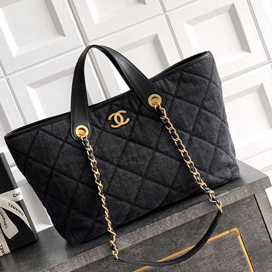 Chanel Denim Tote Bag Black AS4401