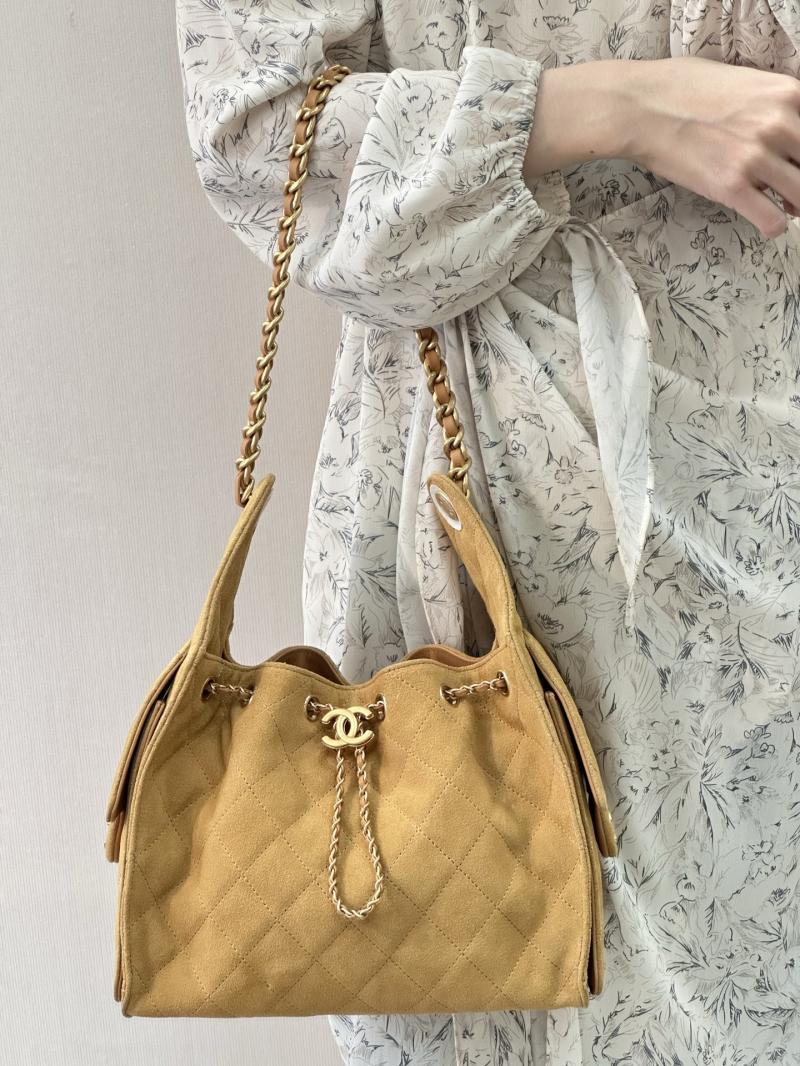 Chanel Suede 25 Small Handbag Camel AS5293