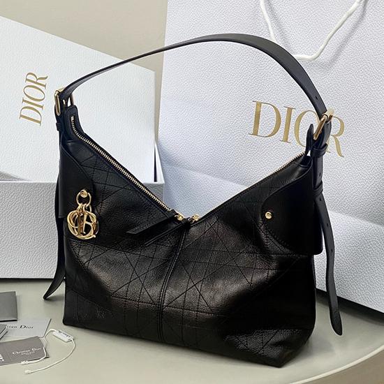 Medium Dior Crinkled Calfskin Voyage Bag Black M2846