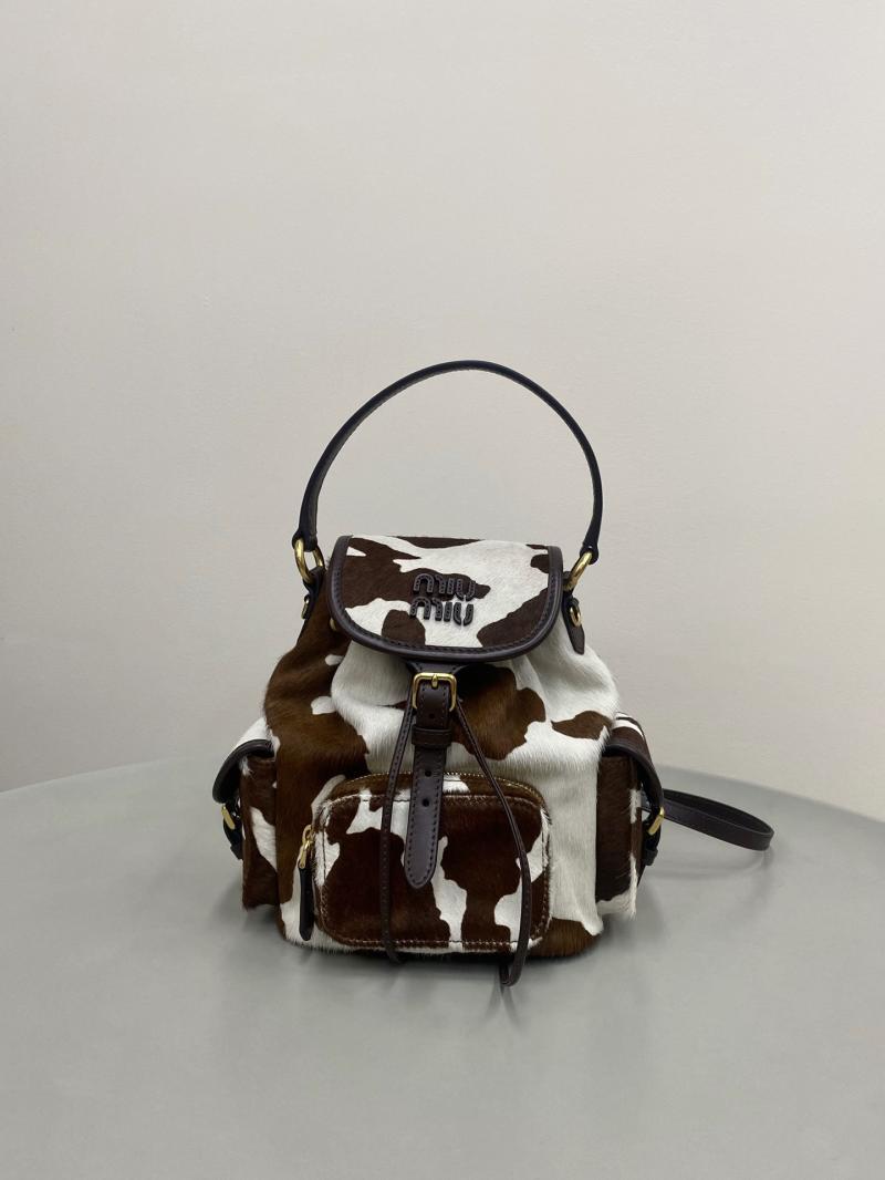 Miu Miu Printed leather backpack 5BZ043