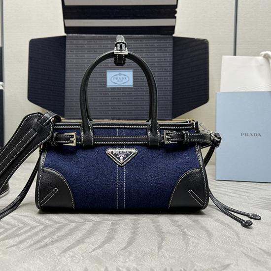 Prada Bonnie mini Denim handbag Black 1BA486