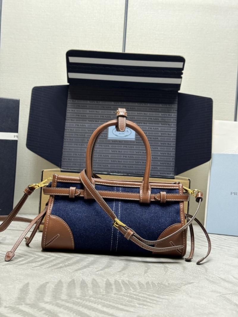 Prada Bonnie mini Denim handbag Brown 1BA486