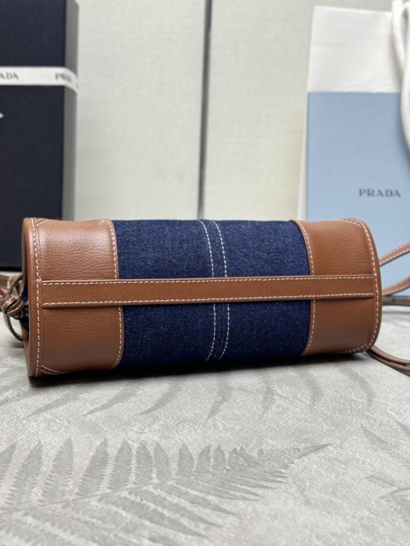Prada Bonnie mini Denim handbag Brown 1BA486