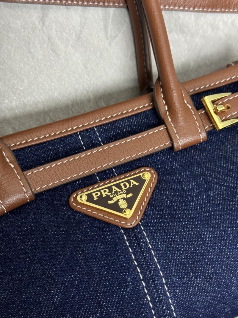 Prada Bonnie mini Denim handbag Brown 1BA486