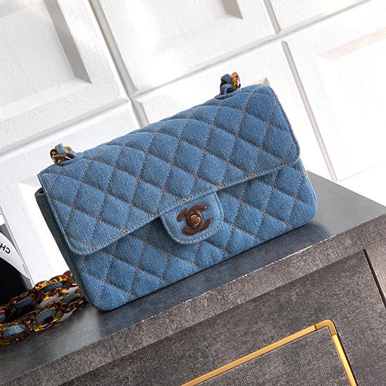 Small Chanel Denim Flap Bag Blue A01117