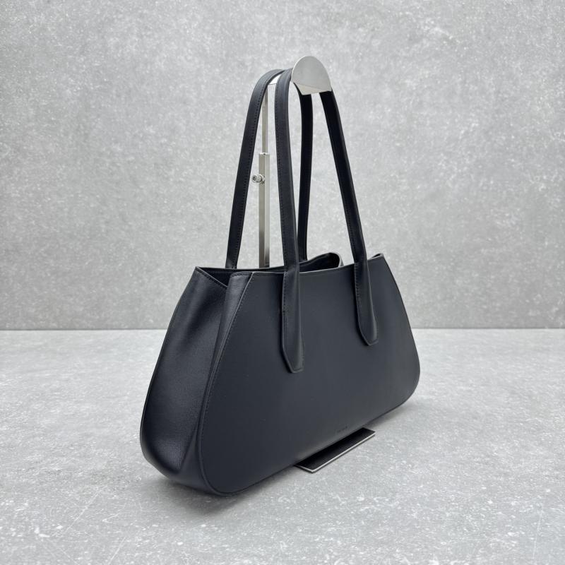 The Row Alger Leather Shoulder Bag Black T1842
