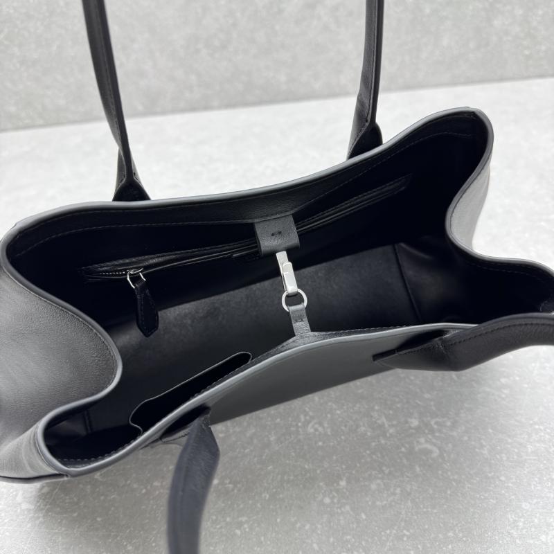 The Row Alger Leather Shoulder Bag Black T1842