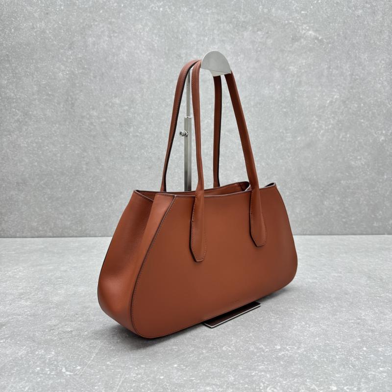 The Row Alger Leather Shoulder Bag Caramel T1842