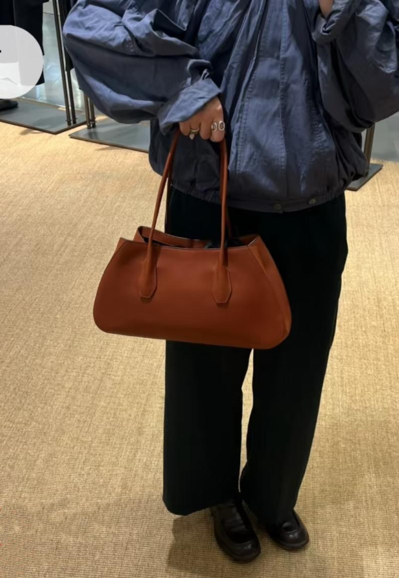 The Row Alger Leather Shoulder Bag Caramel T1842