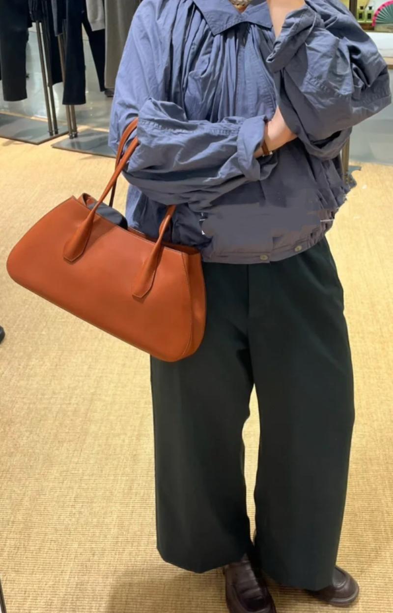 The Row Alger Leather Shoulder Bag Caramel T1842