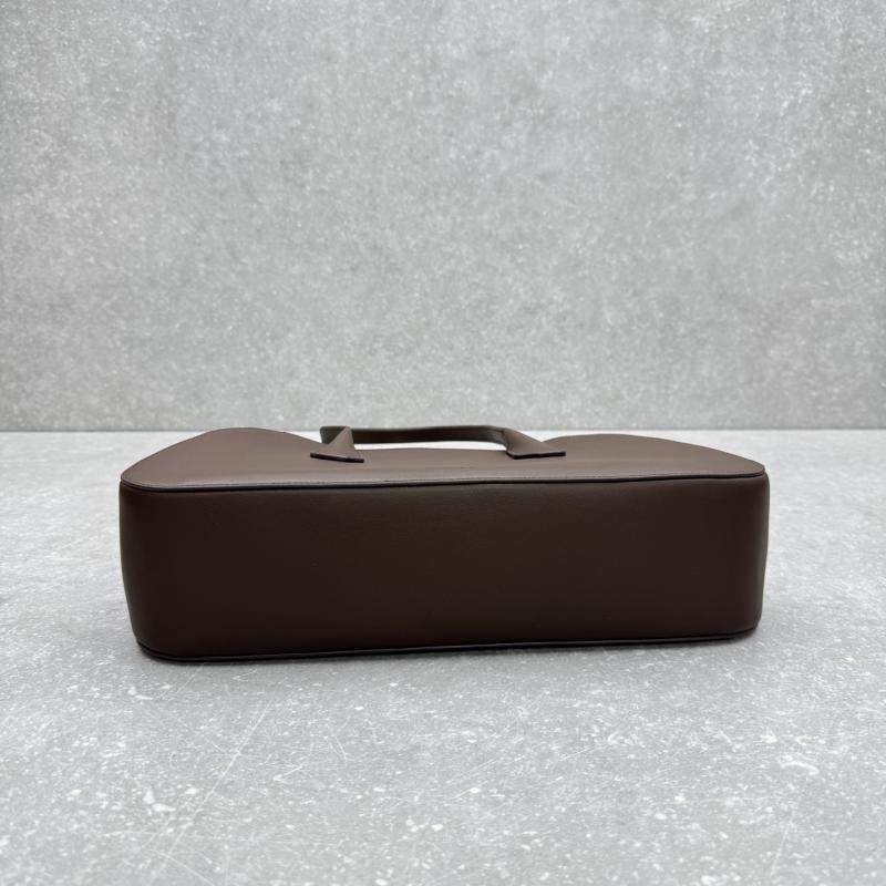 The Row Alger Leather Shoulder Bag Coffee T1842